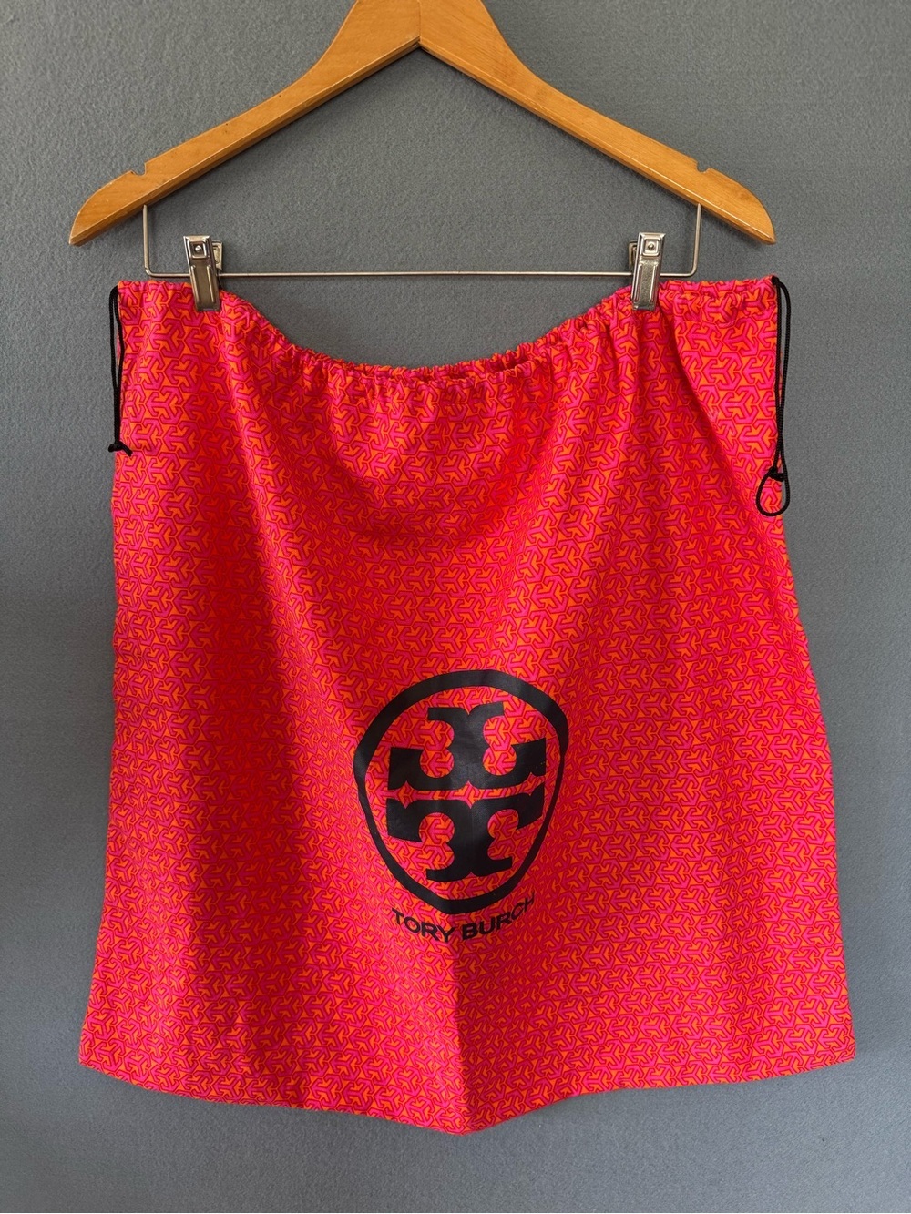 Tory Burch Large Dust Bag Pink Orange Logo Drawstring Storage 22x23